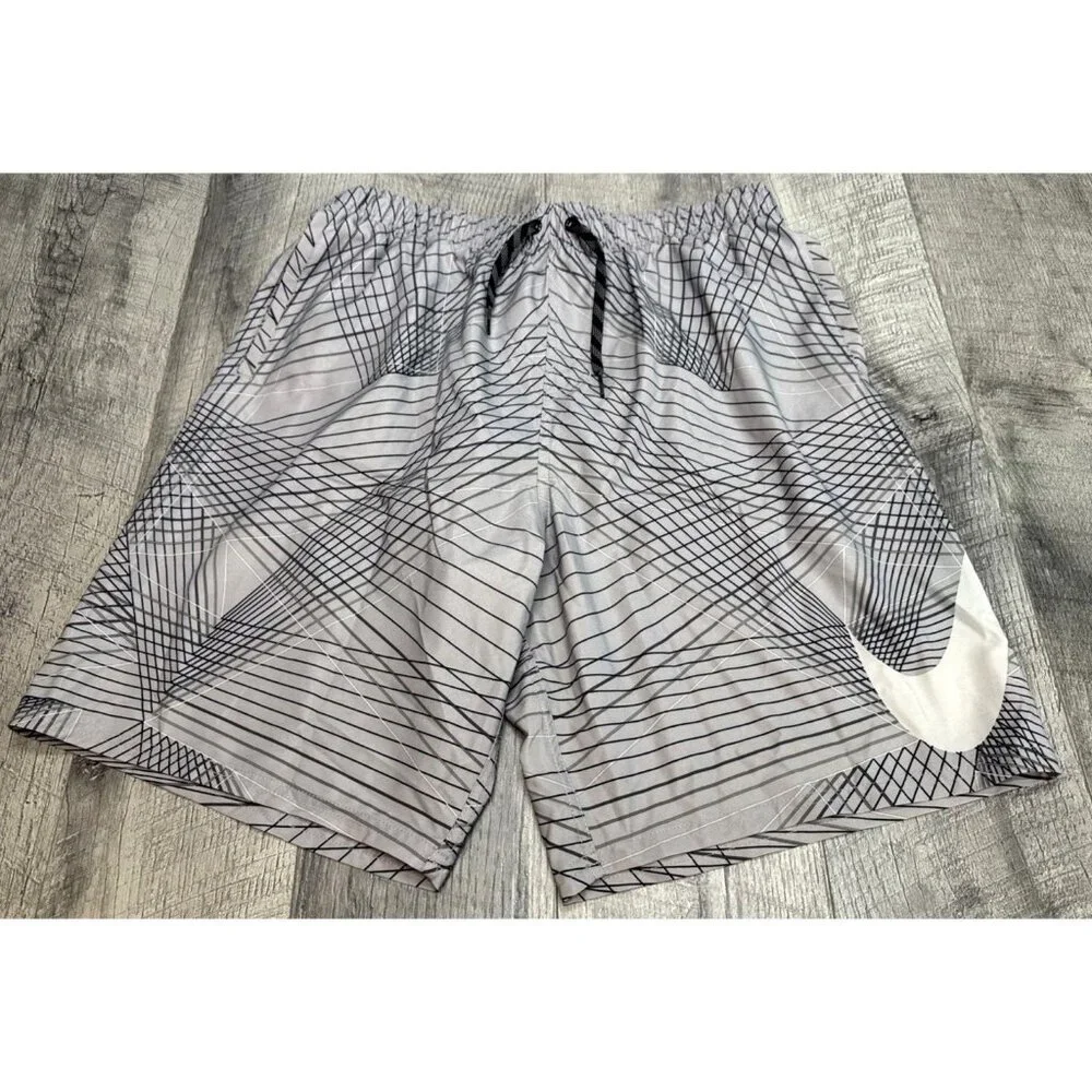 Nike Swim Shorts Trunks Mens Large Bottoms Mesh Lined Pockets Geometric Swoosh